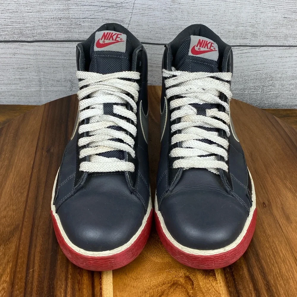 Y2K Nike Blazer High Anthracite Silver Red Sneaker 315877-001 Men Shoe Size 10.5